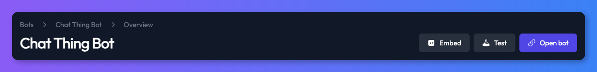 Bot dashboard showing the Open Bot button