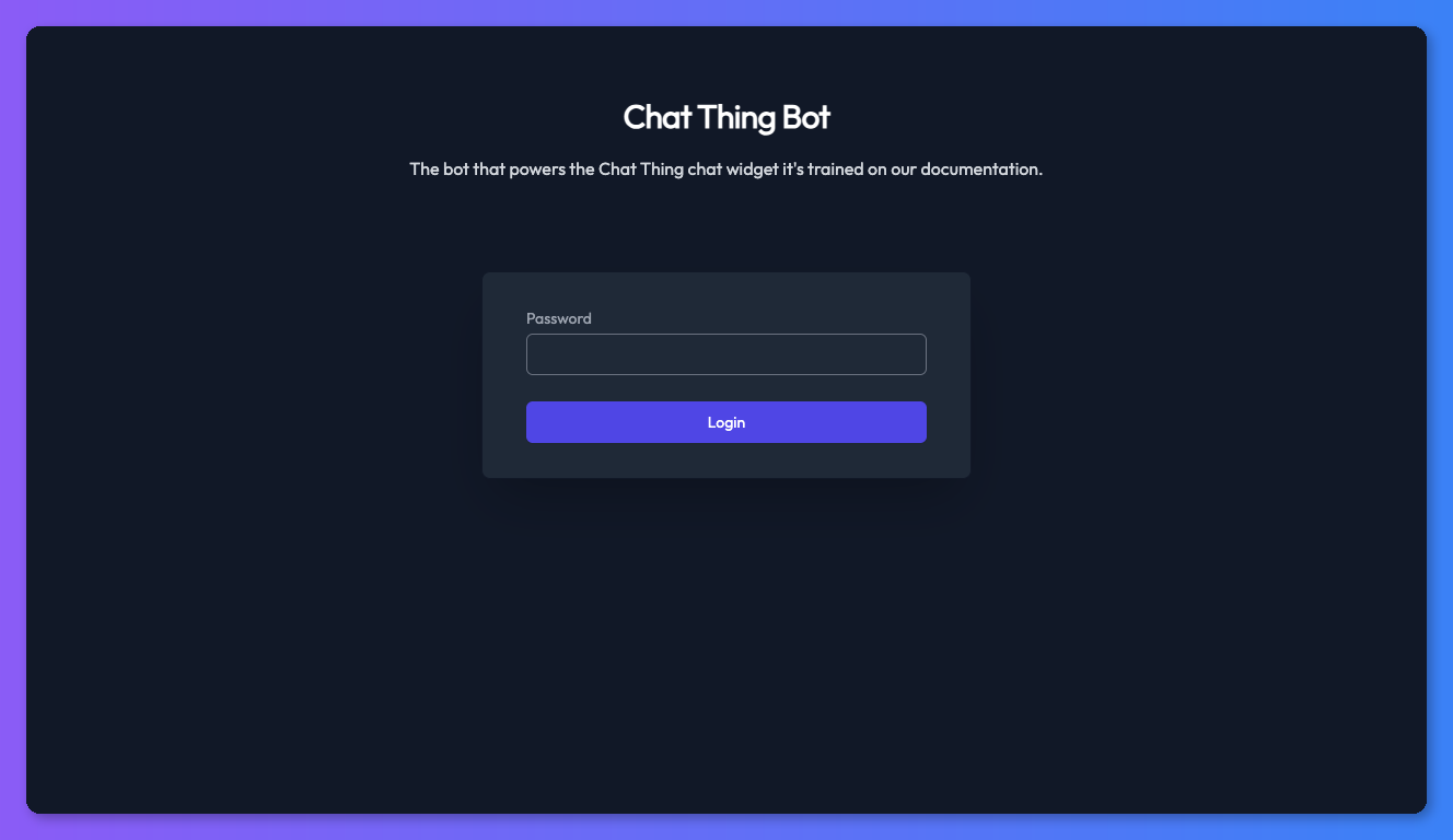 Password prompt shown when visiting a password-protected bot