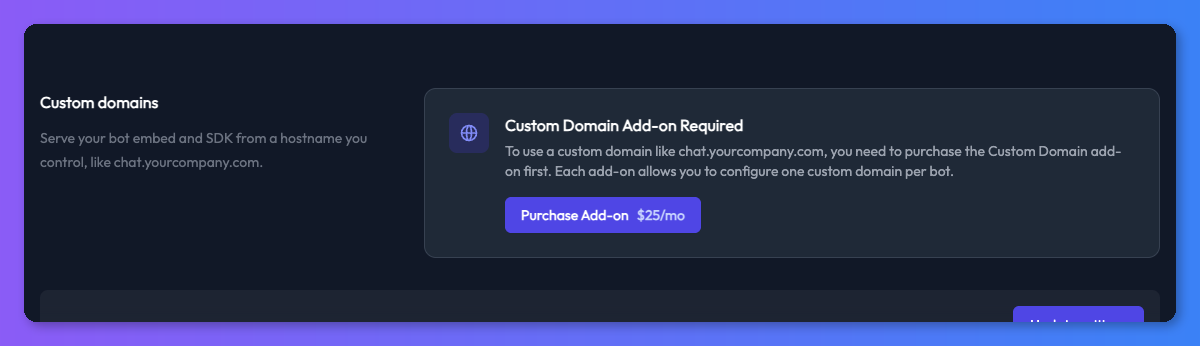 Custom domains settings
