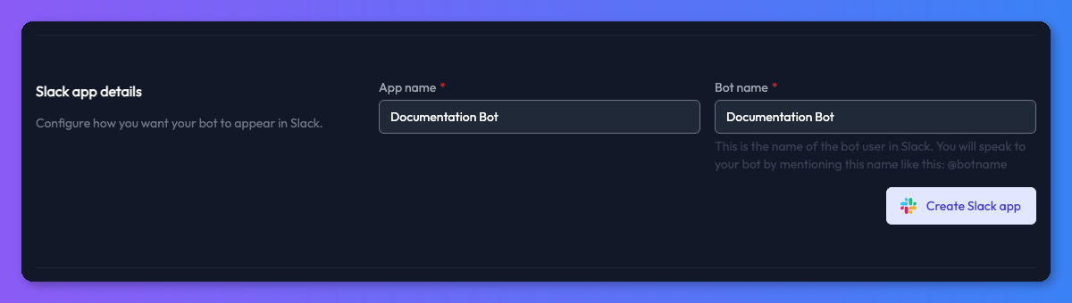 Slack bot handle configuration