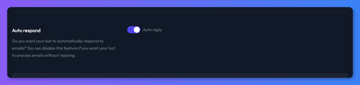Email auto-respond toggle