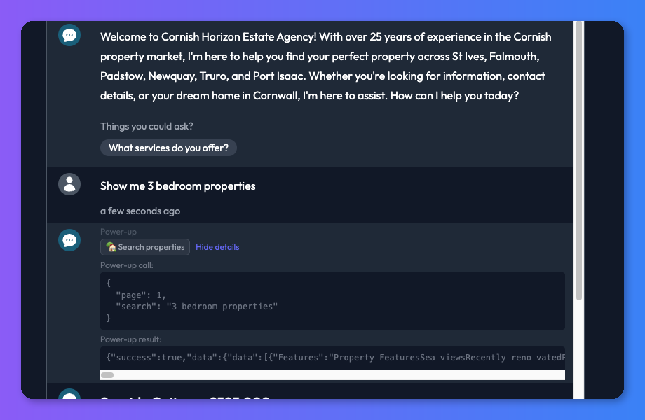 View details expanded, showing raw response and parsed display JSON