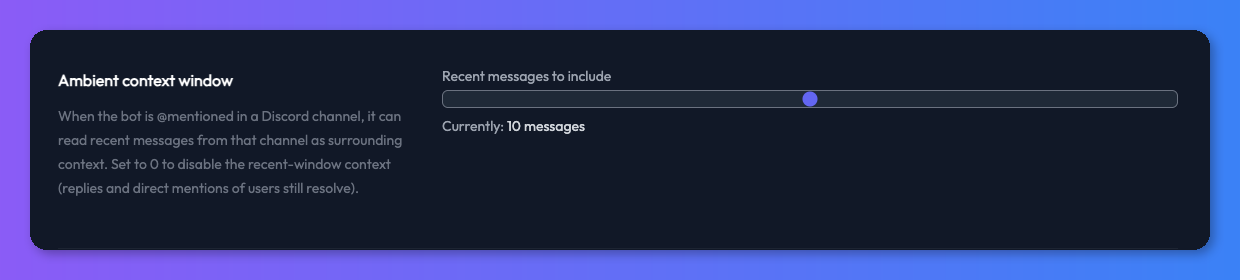 Ambient context window slider