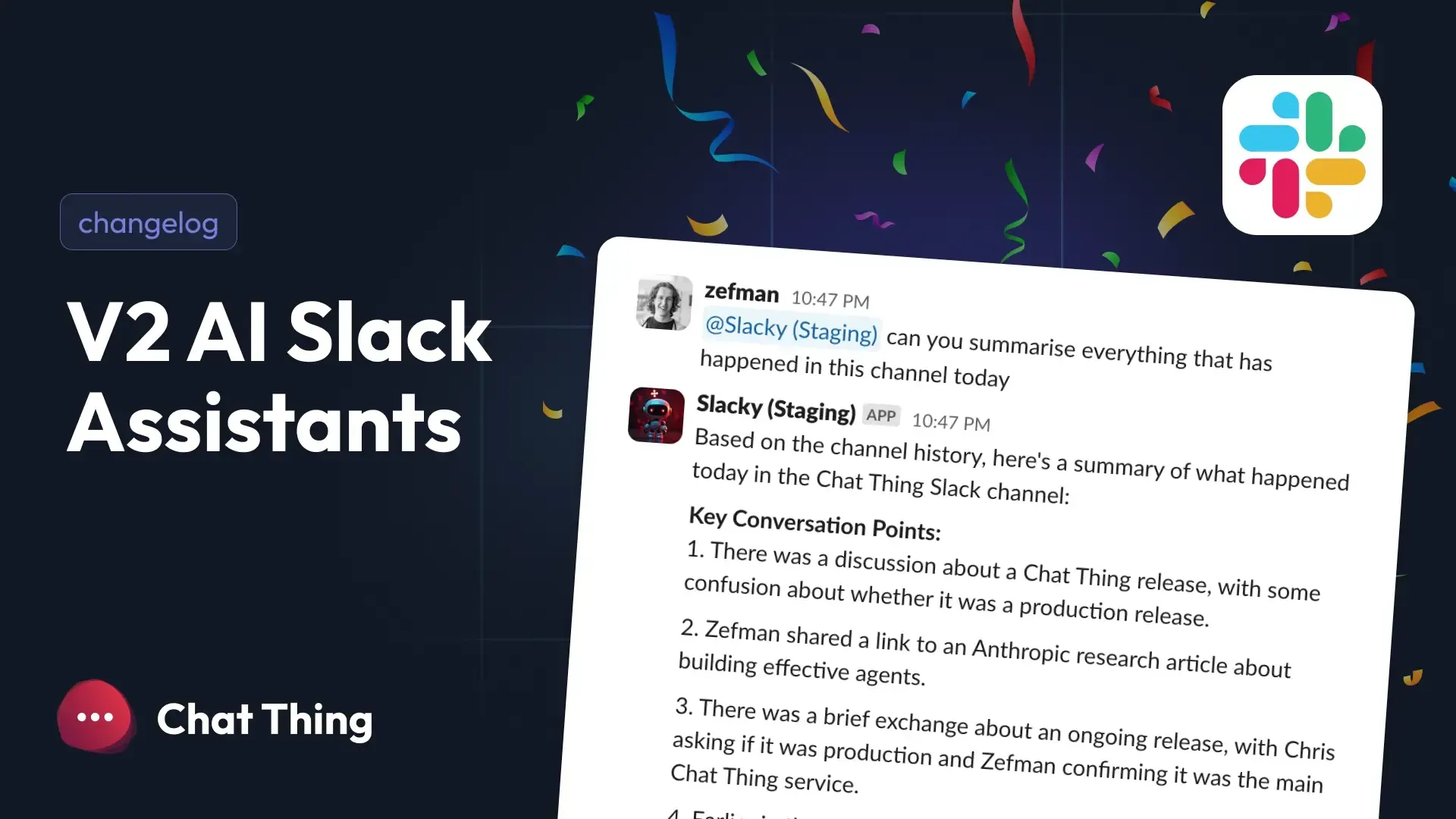 V2 Slack AI agents with Chat Thing