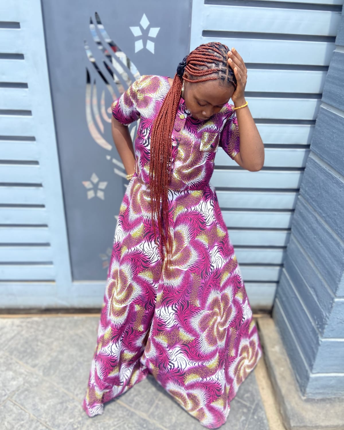 Two piece skirt and blouse.