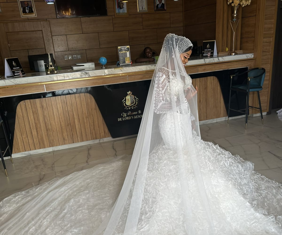 Cascade wedding gown 