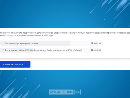 Муравленковцы могут выбрать территории для участия  во всероссийском конкурсе