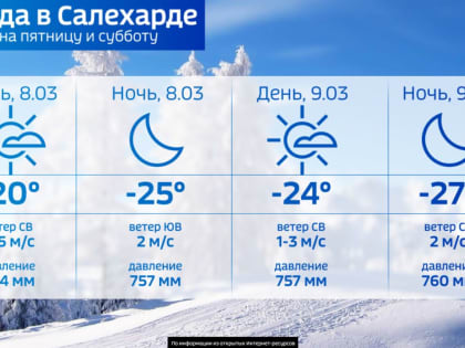 Погода в Салехарде: непраздничный прогноз составили синоптики на 8 марта