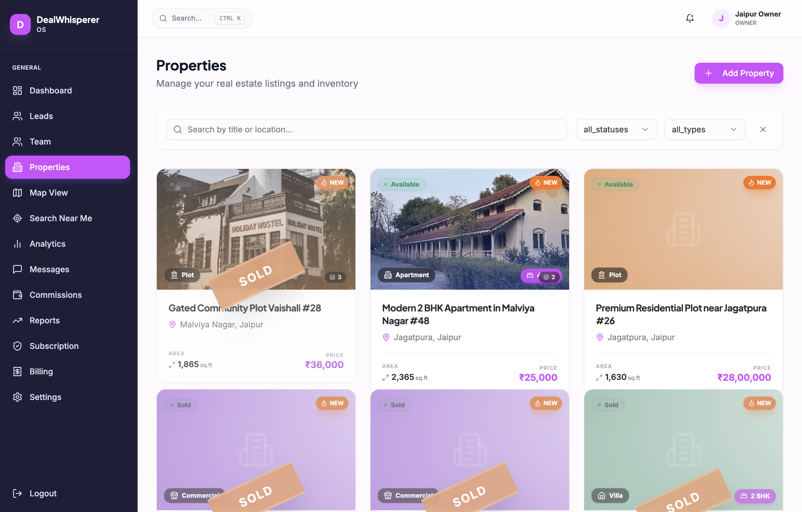 PropertySales OS Properties Tab Preview
