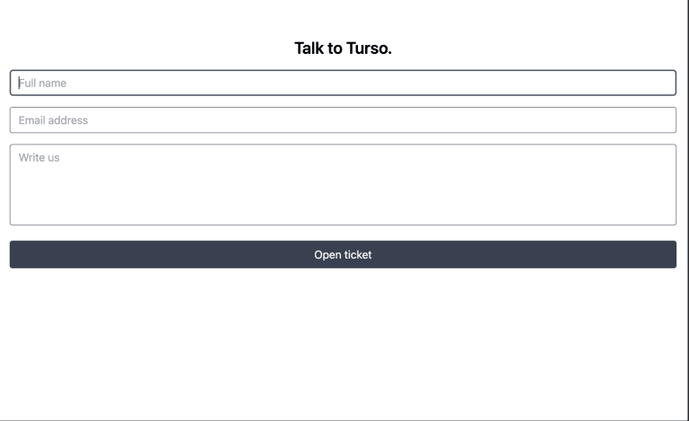 Customer's ticket opening form Customer's ticket opening form