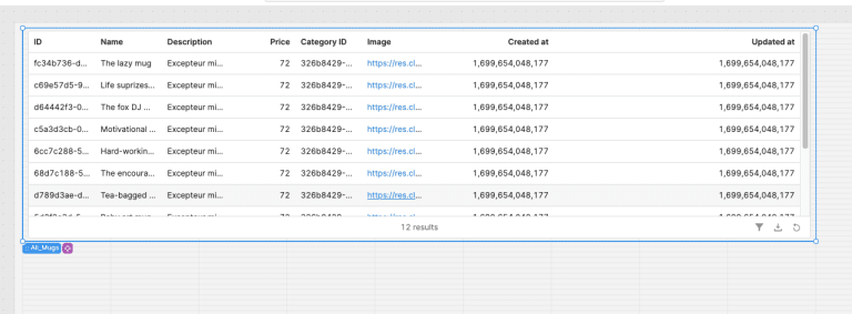 Retool table component populated with data from Turso