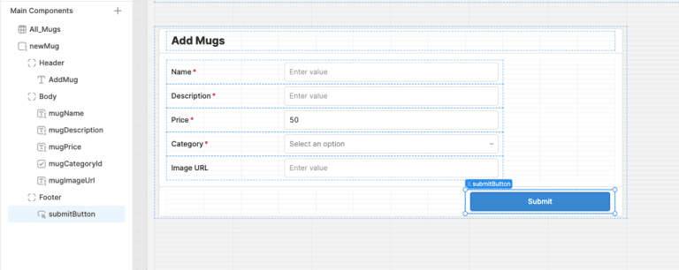 Product submission form