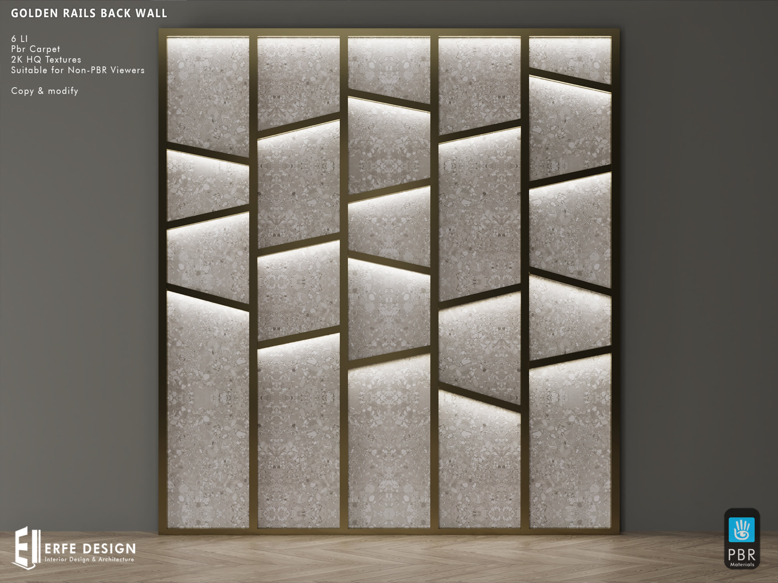 Golden rails Back Wall 6 LI [Erfe Design]*