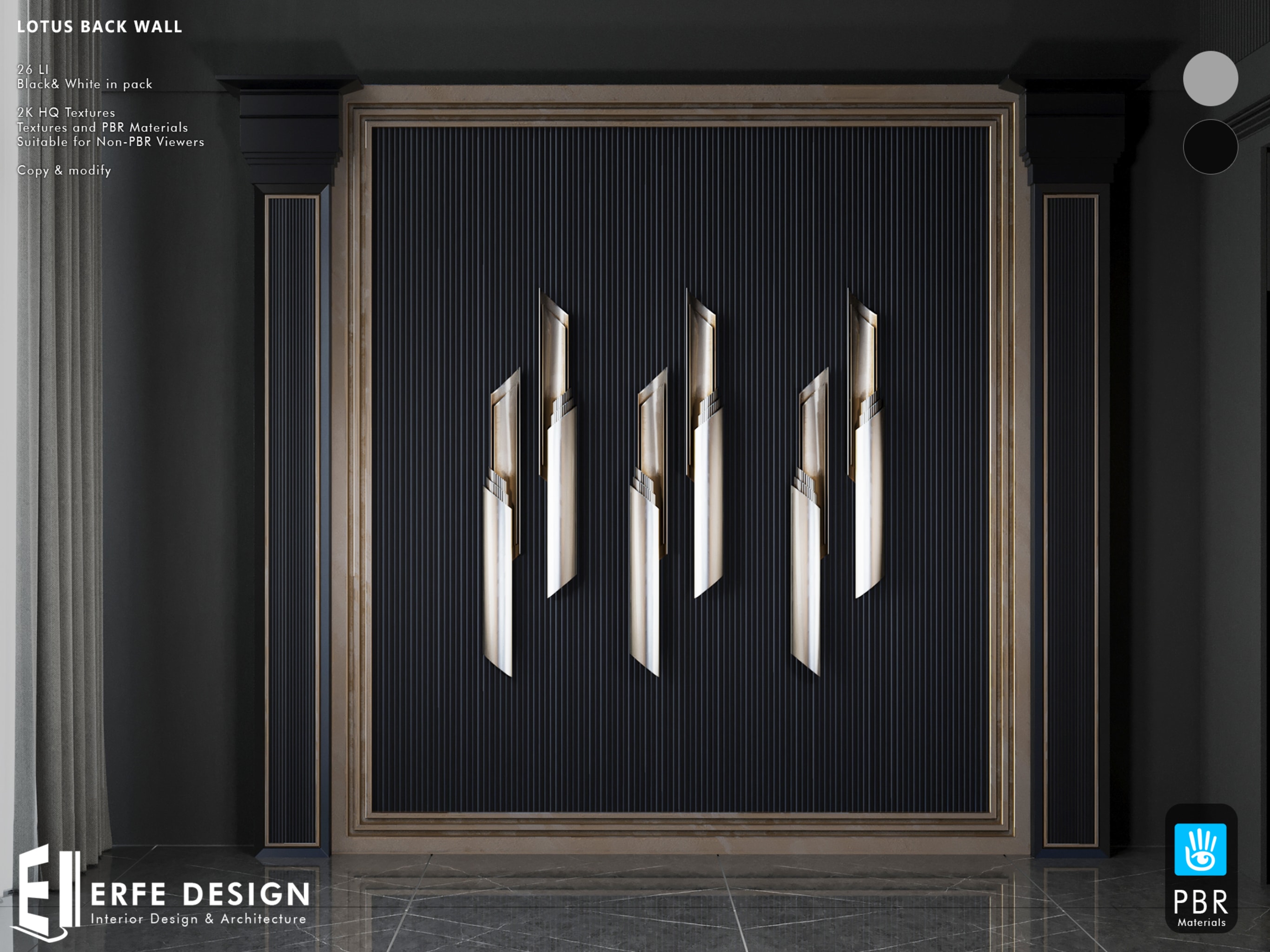 Lotus Back Decor  Black & White 26 LI  [Erfe Design] *