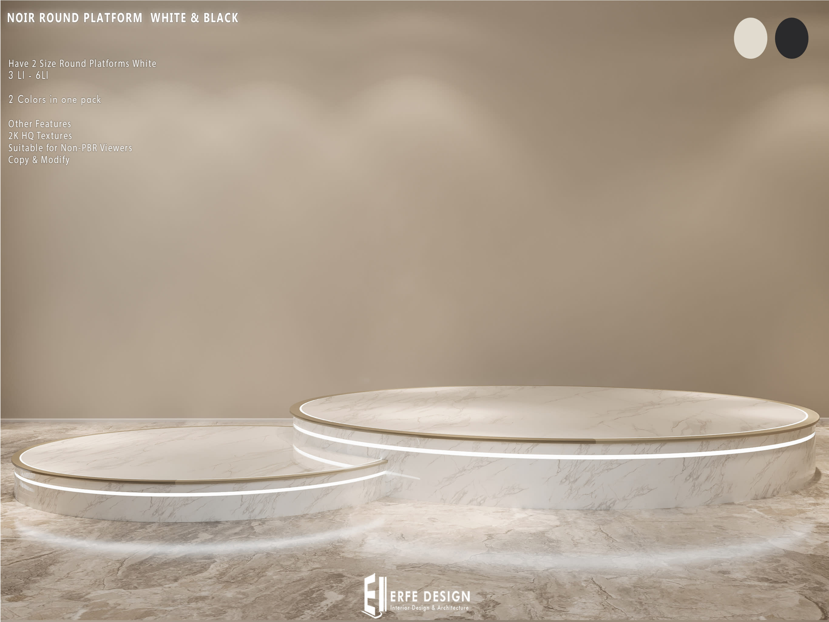 Noir Round Platform White & Black