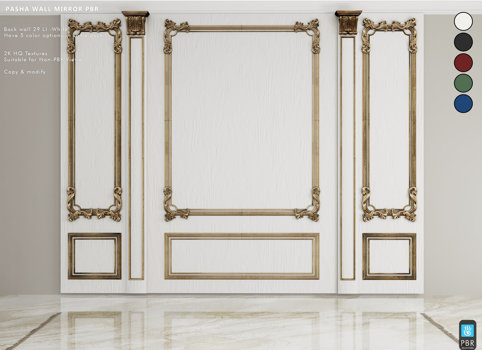 Pasha Back Wall 29 LI PBR 5 Colors [Erfe Design]*