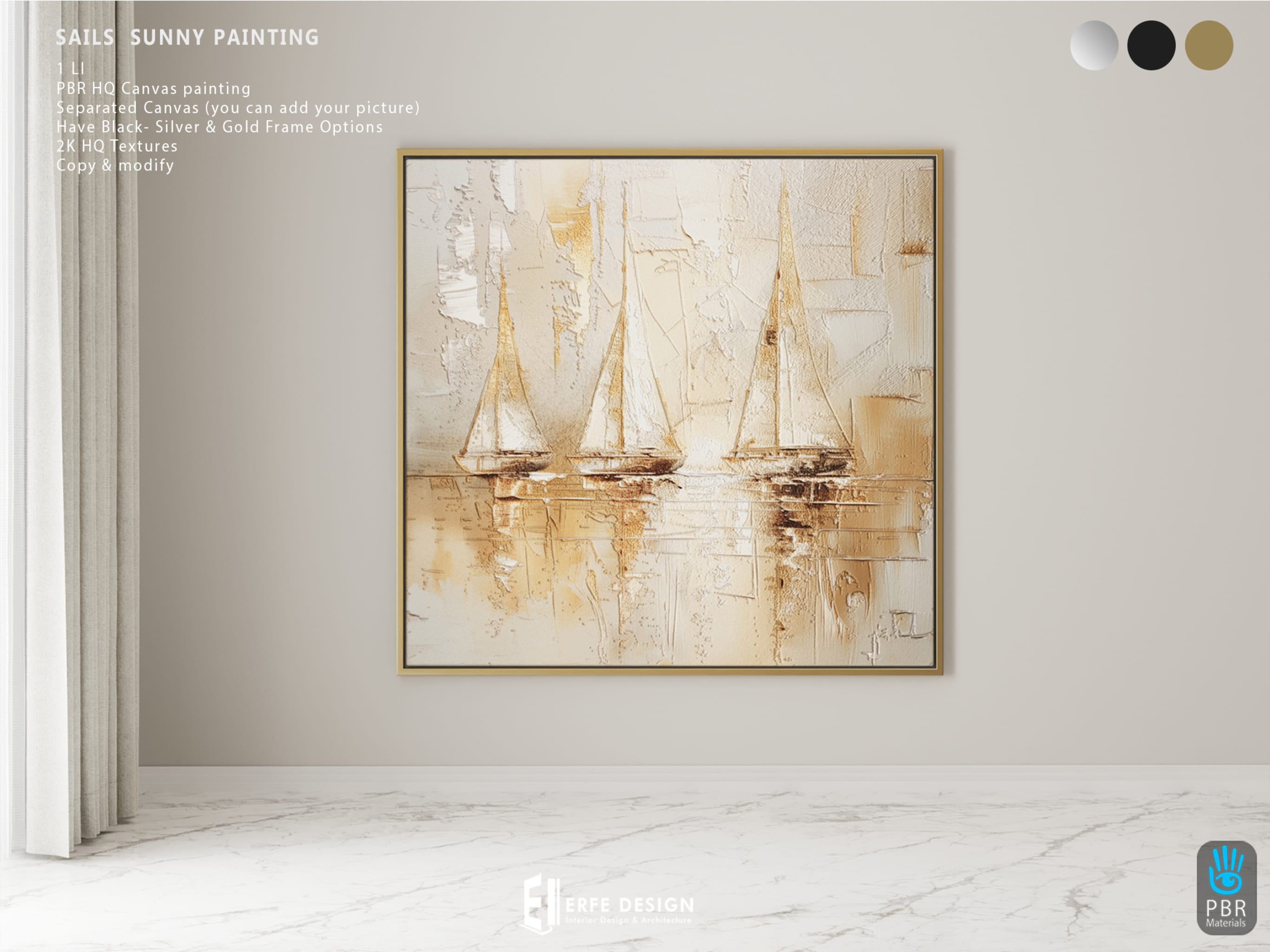 Sails Sunny Painting 1 LI Gold Frame