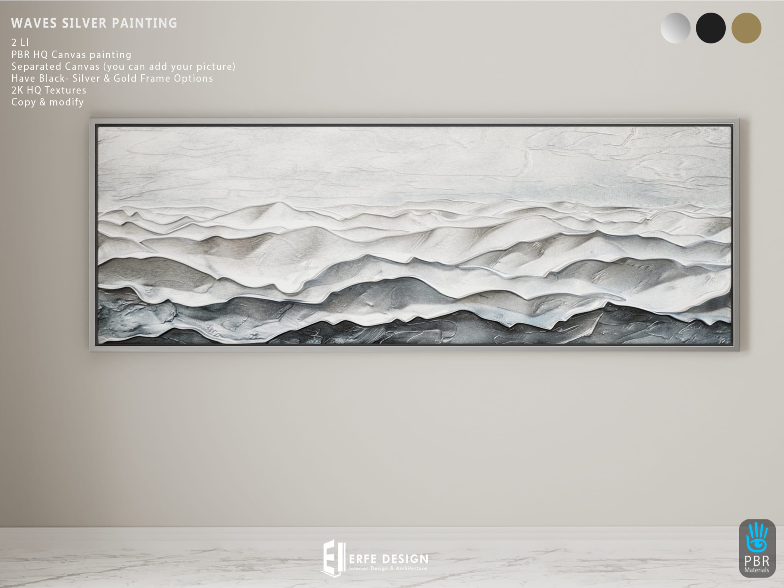 Waves Silver Painting 2 LI Rectangle