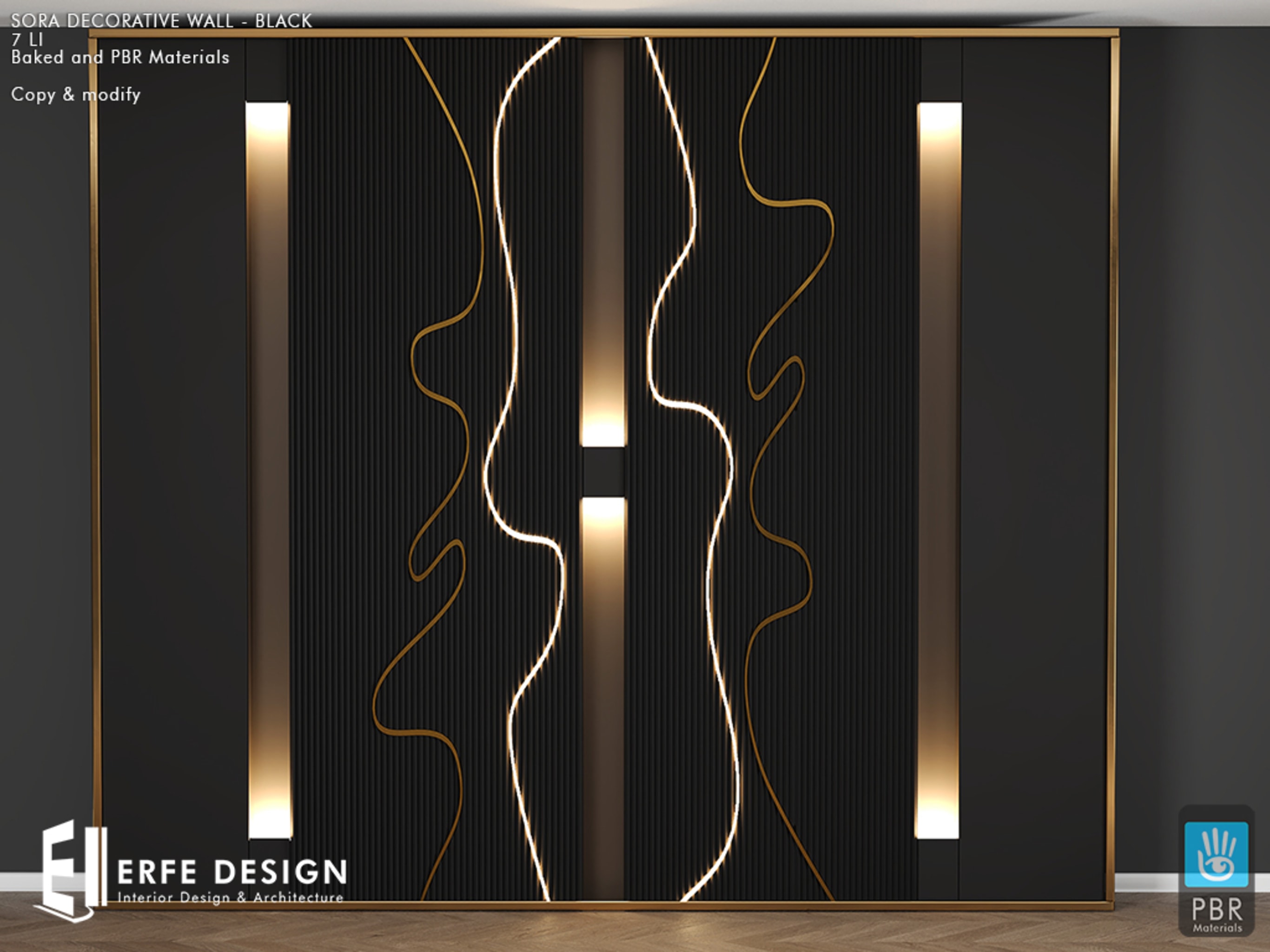 Sora Decorative wall Black 7 LI [Erfe Design] *