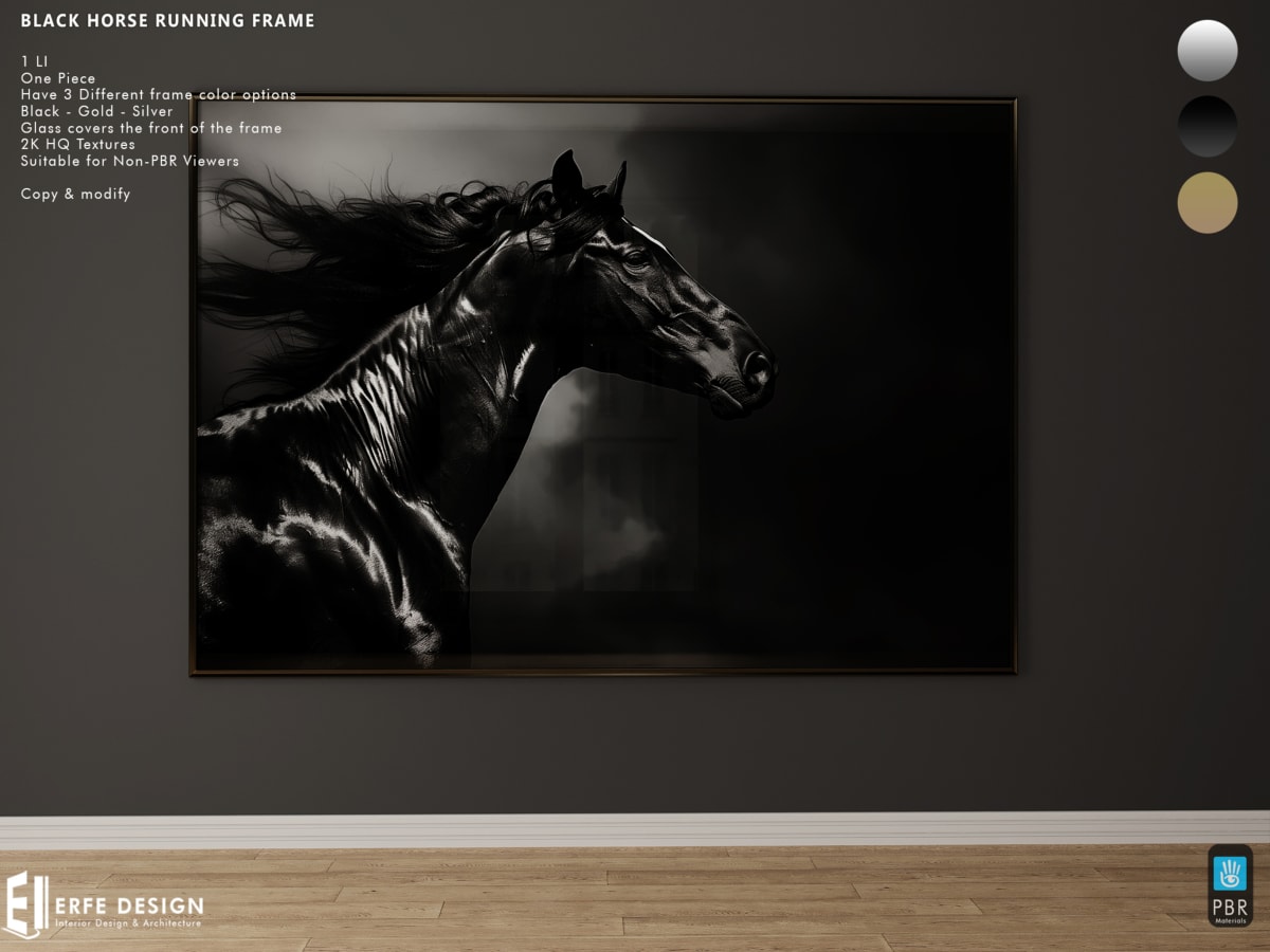 Black Horse Running Frame PBR 3Colors