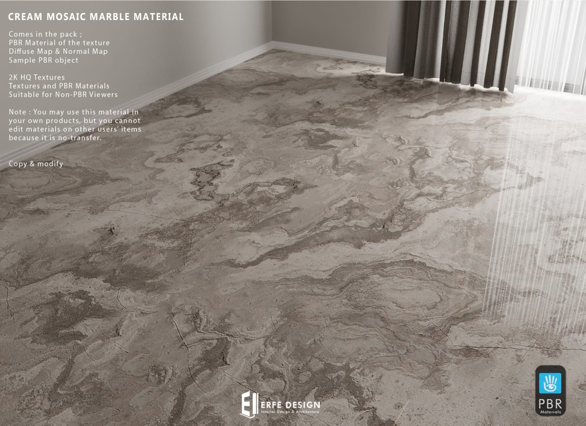 Cream Mosaic Marble Material PBR - Erfe Design