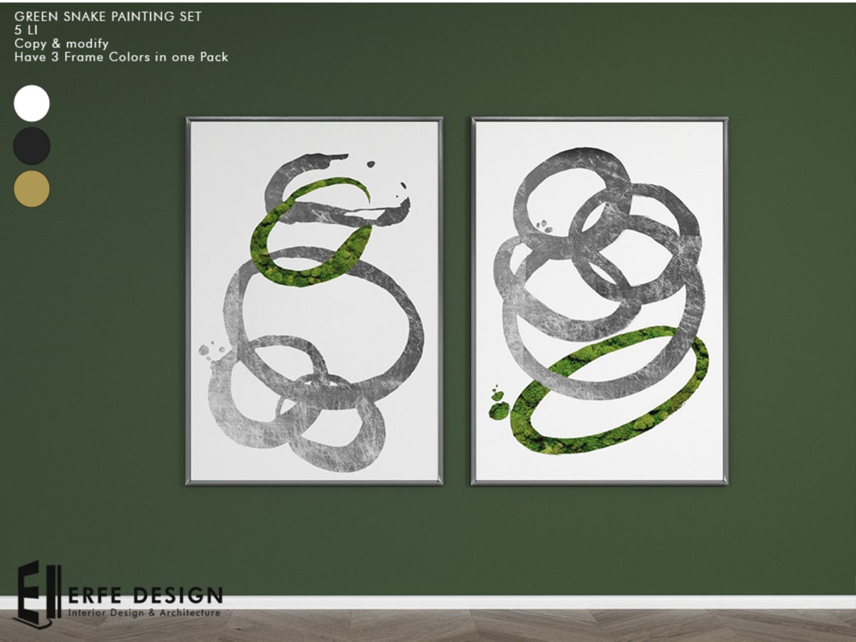 Green Snake Painting 1 LI 3 Color Frames
