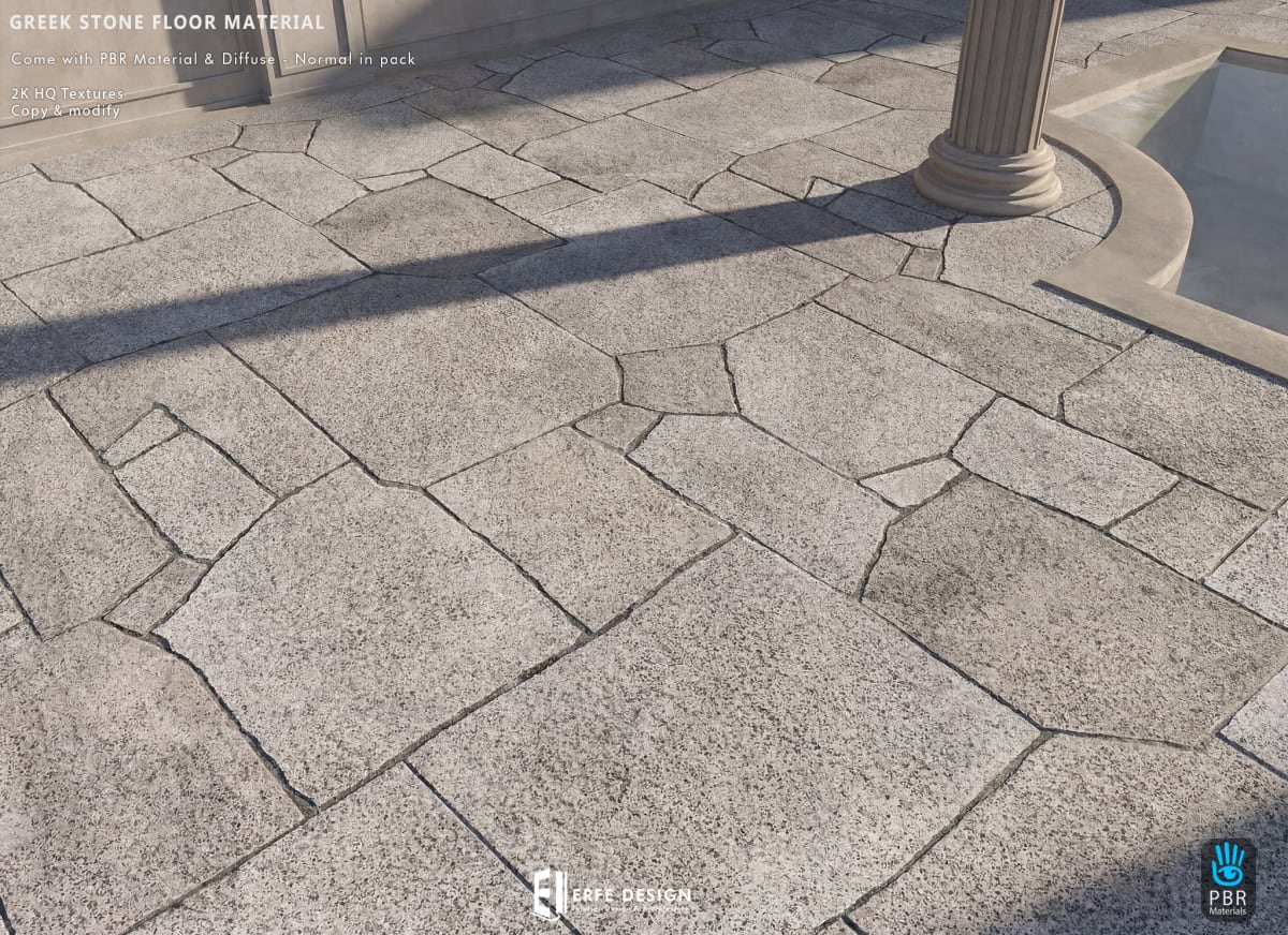 Greek Stone Floor PBR Material 1 LI