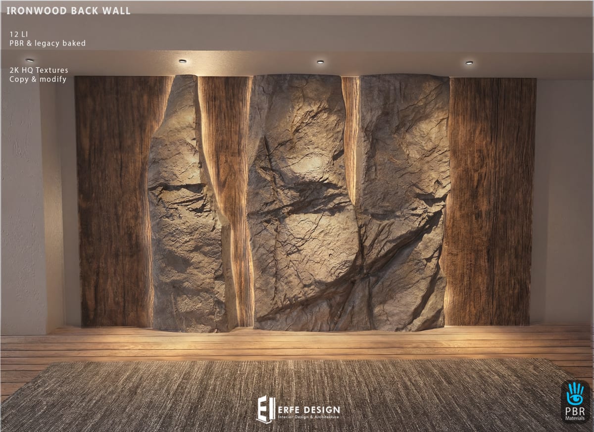Ironwood Back wall 15 LI Erfe Design PACK
