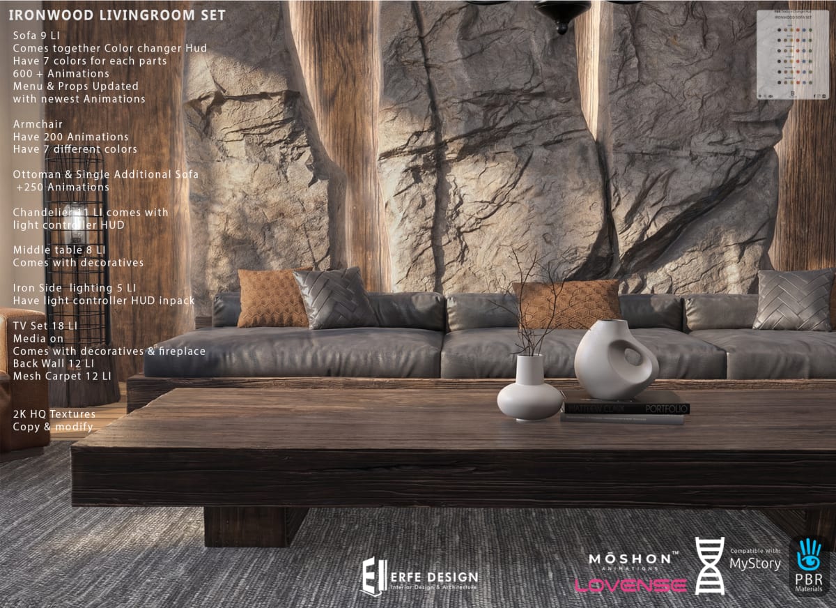 Ironwood Livingroom set - 100 LI ADULT  PACK 3