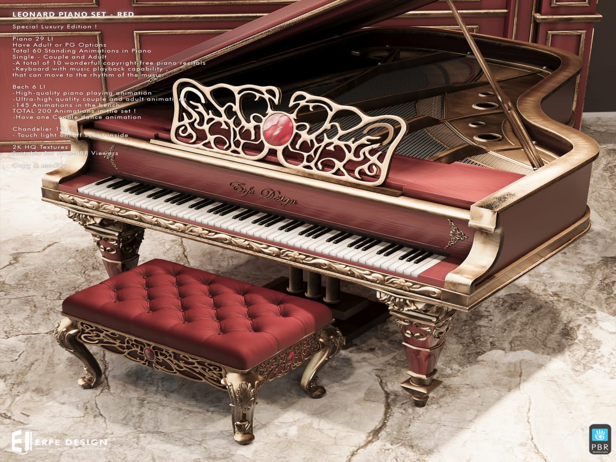 Leonard Piano Set Red ADULT 62 LI PBR   PACK 2