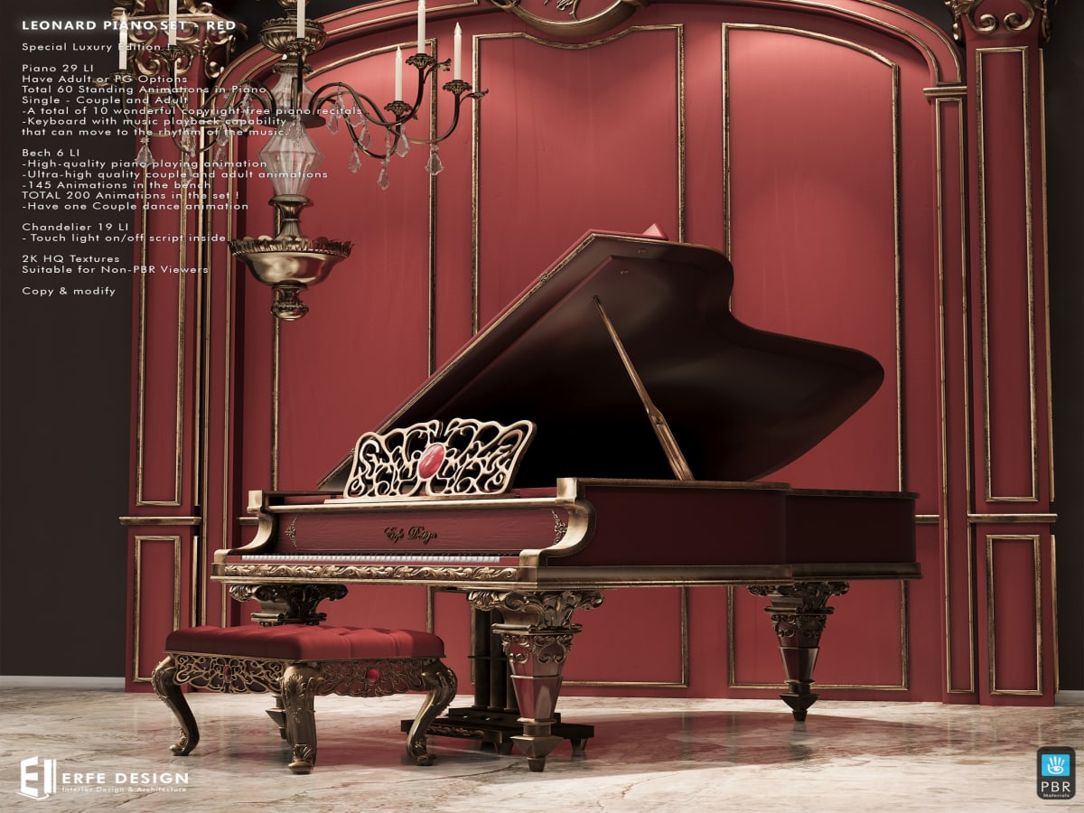 Leonard Piano Set Red ADULT 62 LI PBR   PACK 3