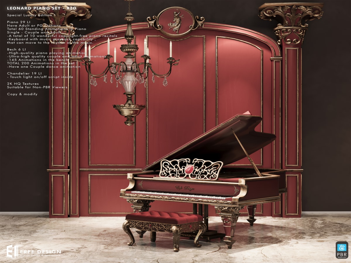 Leonard Piano Set Red ADULT 62 LI PBR PACK