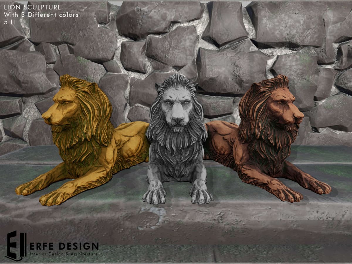 Lion Sculpture 5 LI with 3 Colors