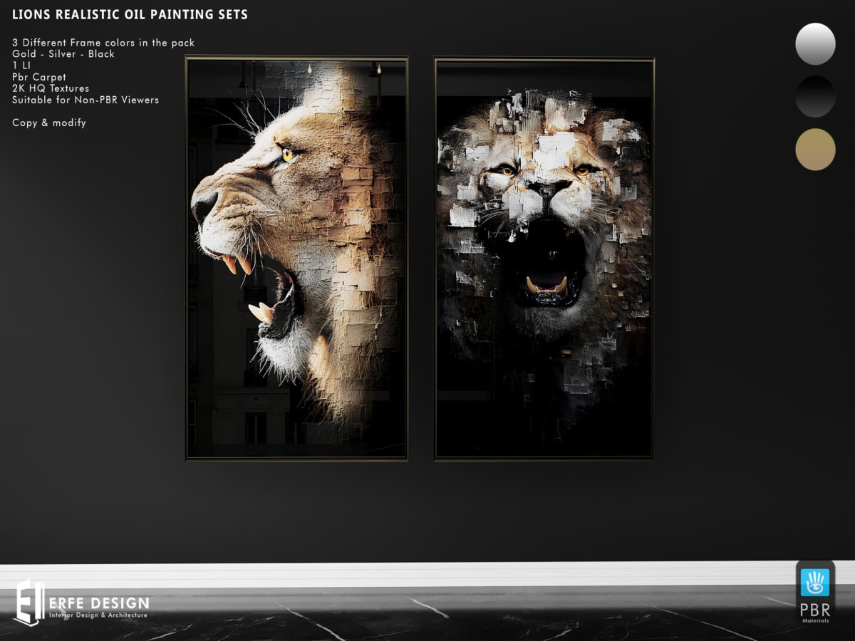 Lions Realistic Oil Painting Set PBR