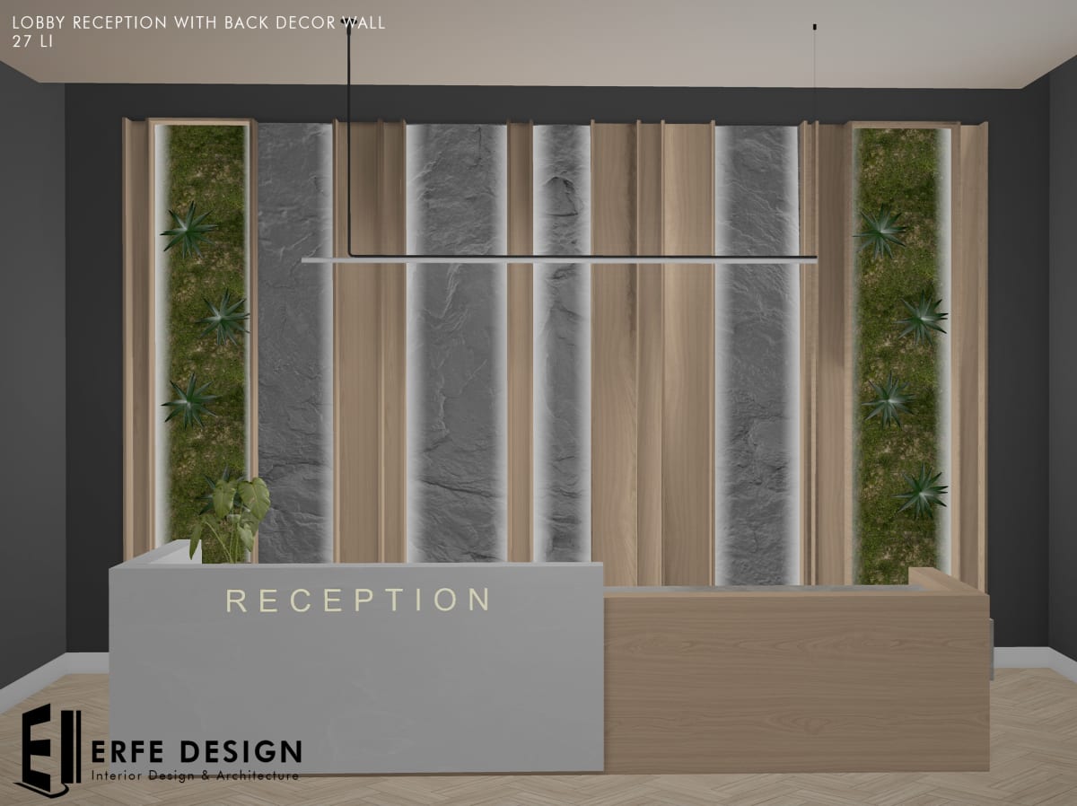 Lobby Reception Desk & Back Decor 27 LI