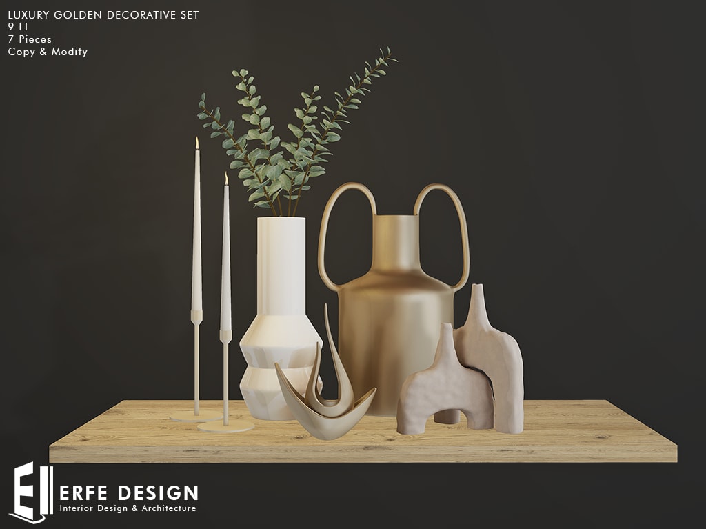 Luxury golden decorative set 9 LI  7 pcs