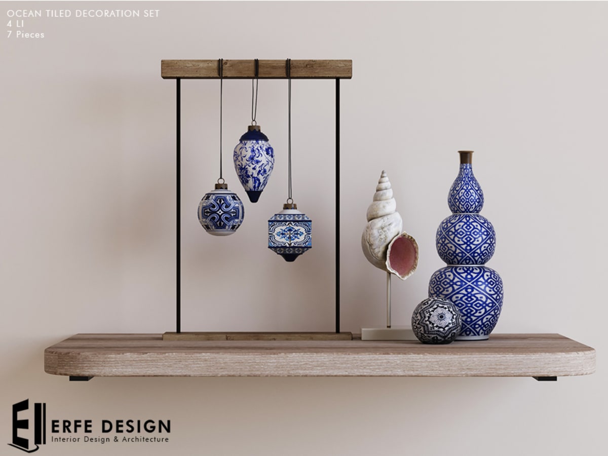 Ocean Tiled decoration set 4 LI