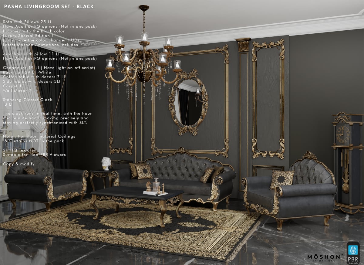 Pasha Livingroom Set BLACK- ADULT 4
