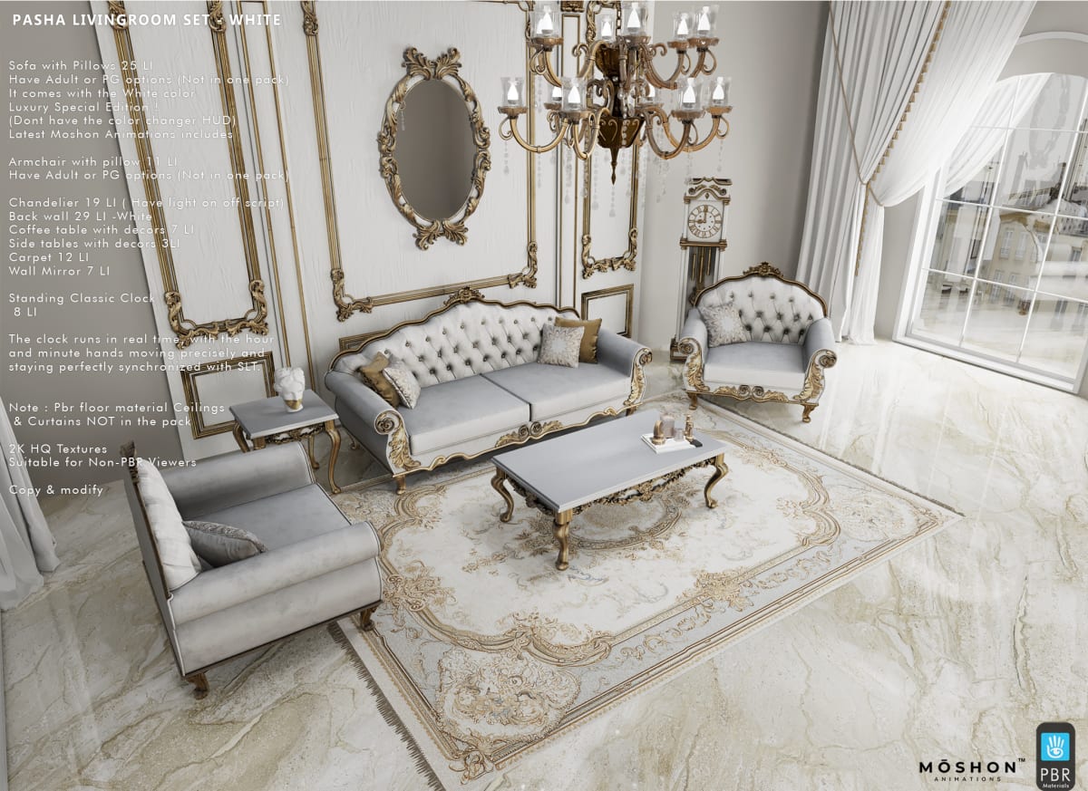Pasha Livingroom Set WHITE - ADULT 3