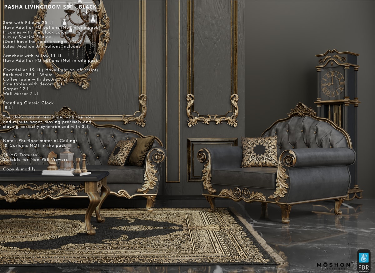 Pasha Livingroom Set BLACK- ADULT 2