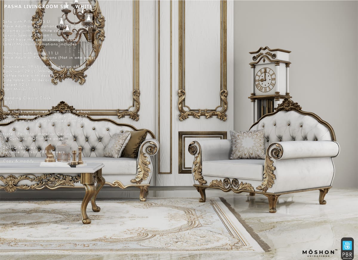 Pasha Livingroom Set WHITE - ADULT 4