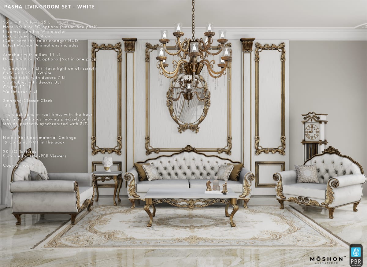 Pasha Livingroom Set WHITE - ADULT 2