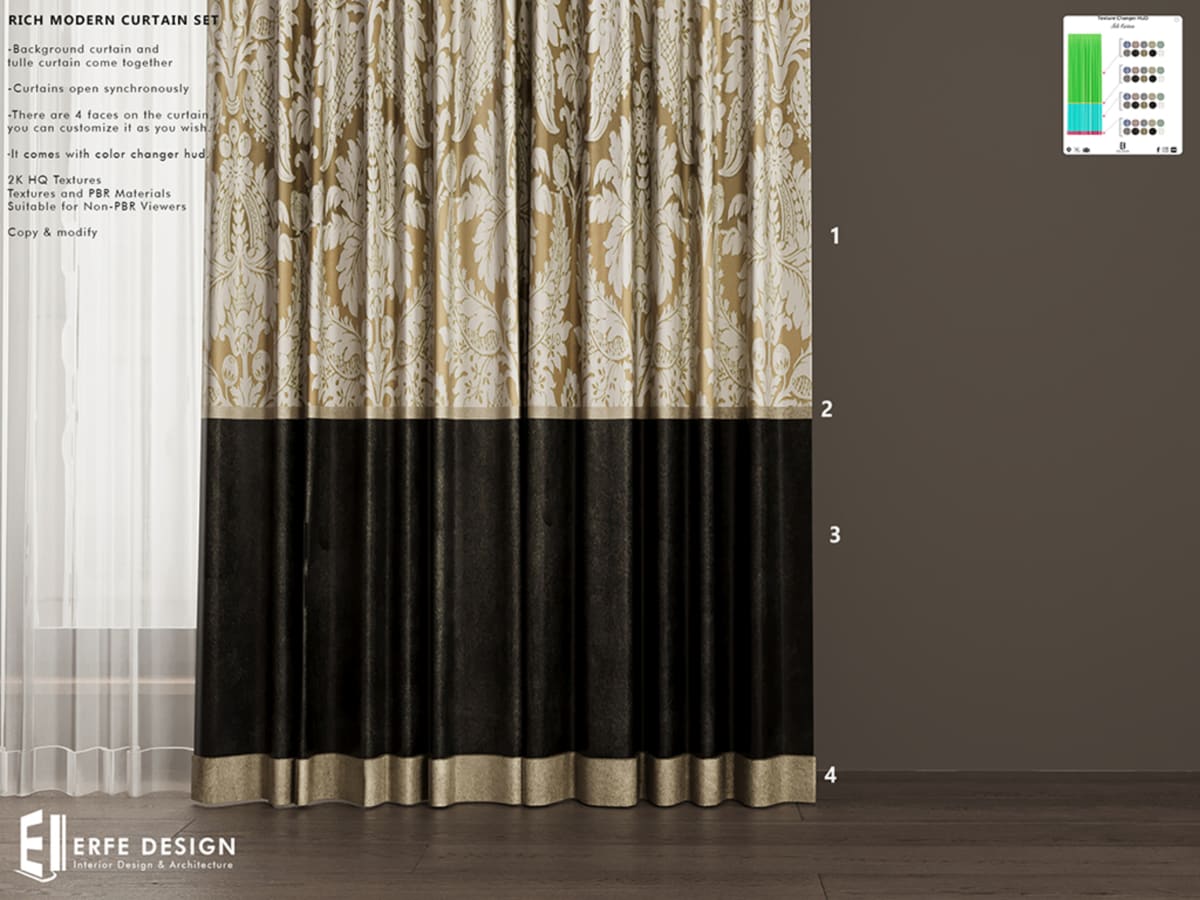 Rich Modern Curtain Set with HUD 3