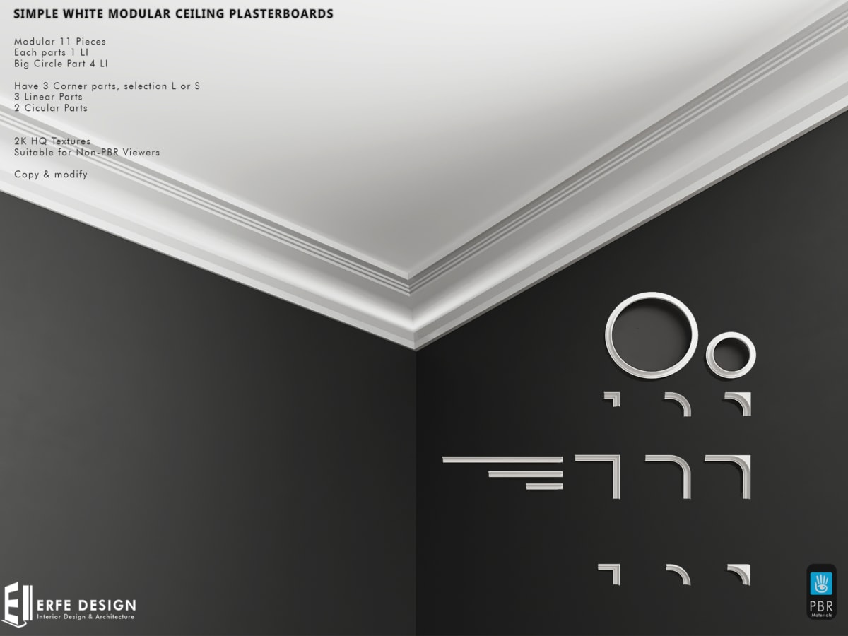 Simple White Modular Ceiling Plasterboards