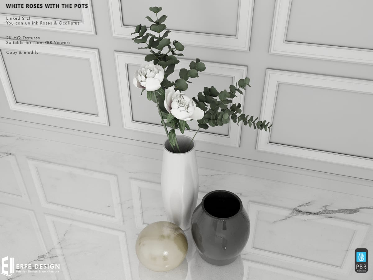 White Roses with the Pots 2 LI Mirror