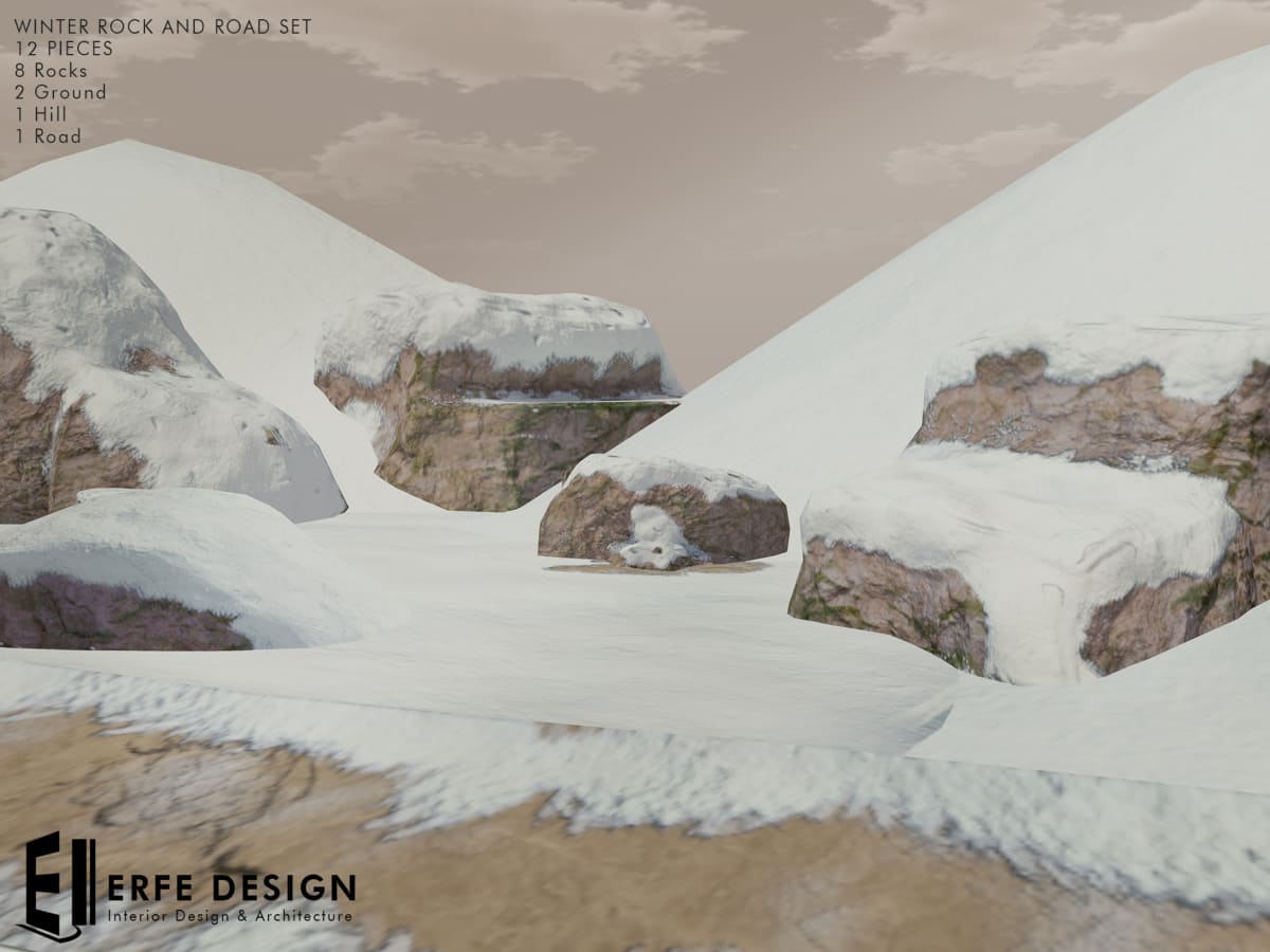 Winter Rock & Road Set 12 Pcs