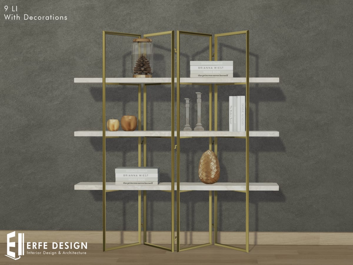 Zigzag bookcase 9 LI  with decorations