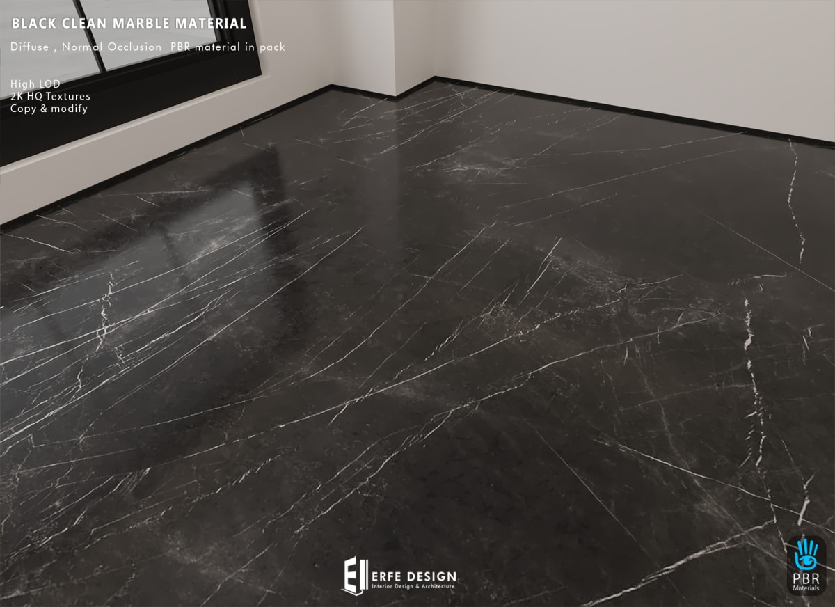 Black Clean Marble Material PBR