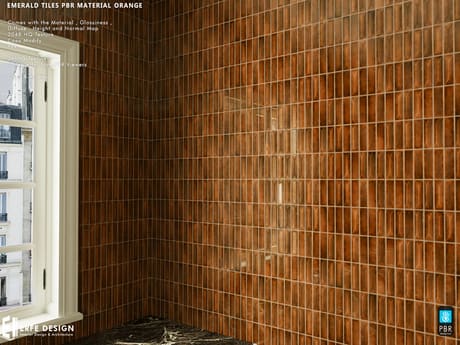Emerald Tiles Orange PBR Material