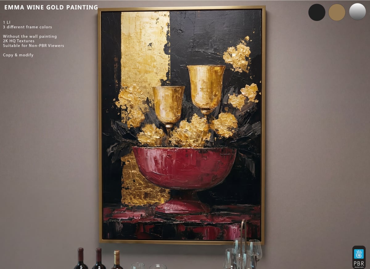 Emma Wine Gold painting 3 different colors